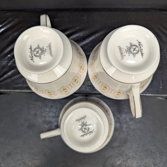 Noritake Japan Kingswood 7178 Footed Gold Trim 6 Oz Teacup Set of 3 - Picture 9 of 10